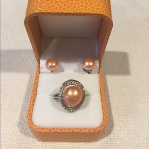 Honora ring earrings set Peach/Coral